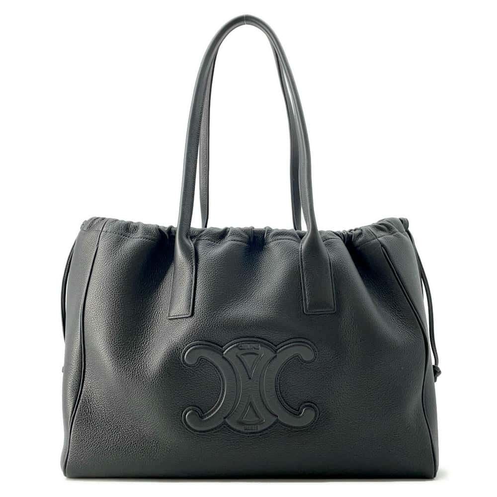 Celine Cabas Drawstring Cuile Triomphe Tote Bag Shoulder Black